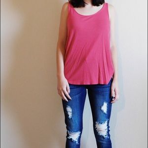 Pink Tank Top with Back Cutout